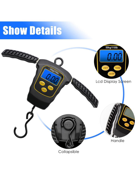 Báscula de Pesca Digital VOPOCO 50kg Pantalla LCD Impermeable Báscula de Pesca Digital VOPOCO 50kg Pantalla LCD Impermeable