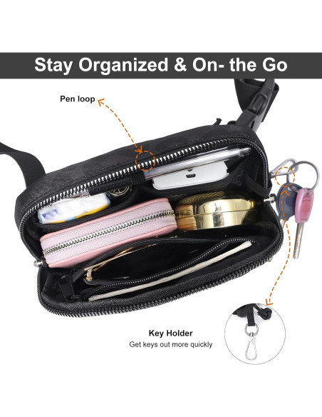 Bolsa de Cintura Fependu Negra para Mujeres, 20.32x13.97cm Bolsa de Cintura Fependu Negra para Mujeres, 20.32x13.97cm