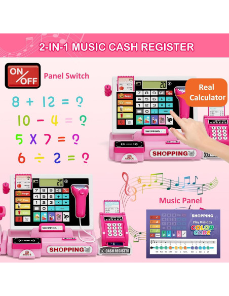 Caja Registradora Infantil Wee Wonders 63 PCS Rosa con Música Caja Registradora Infantil Wee Wonders 63 PCS Rosa con Música