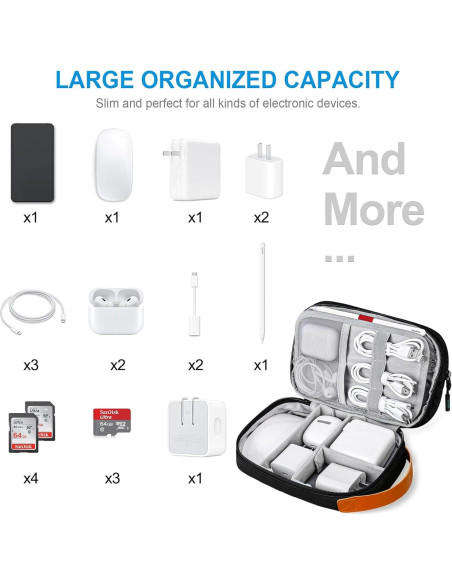 Estuche Organizador de Cables Lacdo Negro 3 Capas Portátil Estuche Organizador de Cables Lacdo Negro 3 Capas Portátil