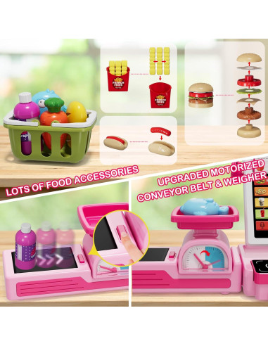 Caja Registradora Infantil Wee Wonders 63 PCS Rosa con Música