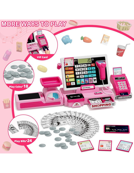 Caja Registradora Infantil Wee Wonders 63 PCS Rosa con Música Caja Registradora Infantil Wee Wonders 63 PCS Rosa con Música
