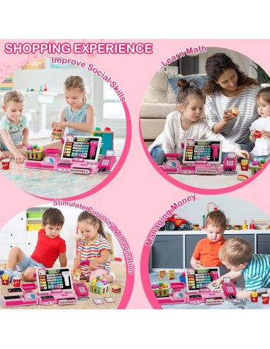 Caja Registradora Infantil Wee Wonders 63 PCS Rosa con Música