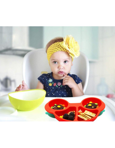 Plato de Silicona Qshare para Niños con Succión Fuerte 24.1x17.8 cm