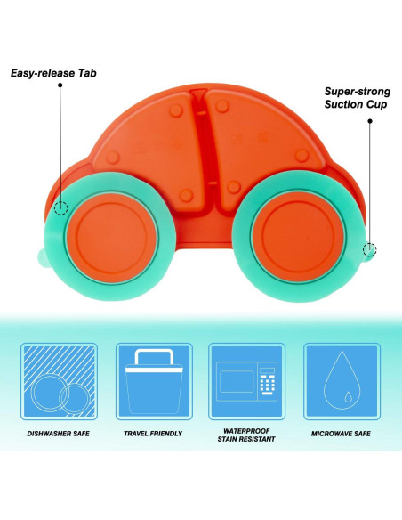 Plato de Silicona Qshare para Niños con Succión Fuerte 24.1x17.8 cm Plato de Silicona Qshare para Niños con Succión Fuerte 24.1x17.8 cm