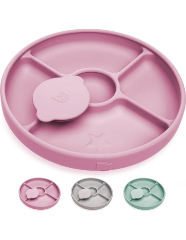 Plato Dividido de Silicona TalkTools para Niños 6+ Meses - Rosa