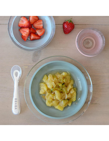 BEABA Set de Comida de Vidrio 3 Piezas Antideslizante Rosa