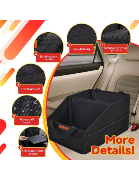 Organizador de Asiento de Coche SURDOCA Negro Plegable 44x24x22cm Organizador de Asiento de Coche SURDOCA Negro Plegable 44x24x22cm