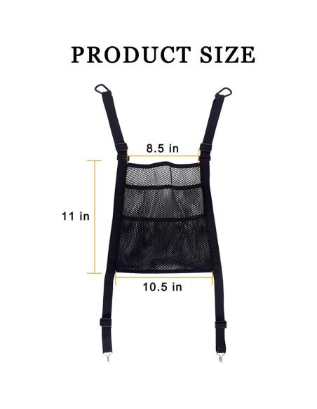Organizador de Malla para Auto Zipelo, 3 Capas, Negro Organizador de Malla para Auto Zipelo, 3 Capas, Negro