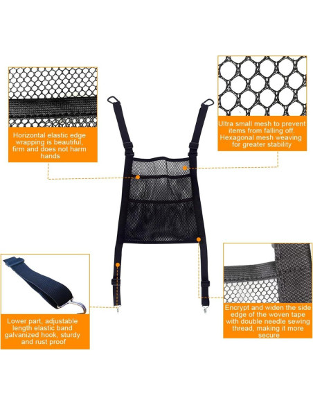 Organizador de Malla para Auto Zipelo, 3 Capas, Negro Organizador de Malla para Auto Zipelo, 3 Capas, Negro