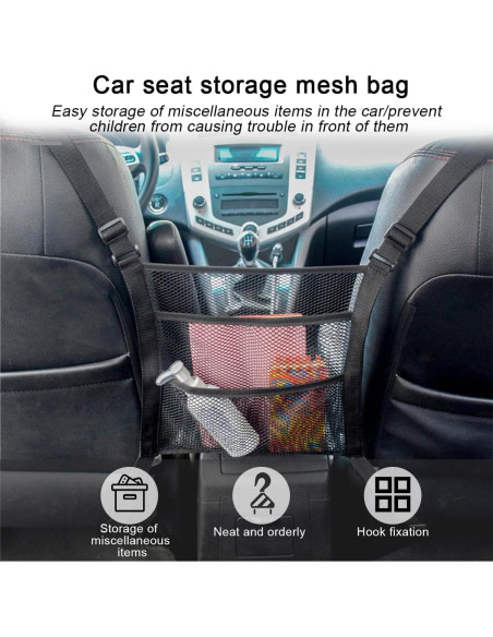 Organizador de Malla para Auto Zipelo, 3 Capas, Negro Organizador de Malla para Auto Zipelo, 3 Capas, Negro