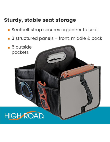 Caddy Organizador de Asiento Carro High Road Negro 34x25cm Caddy Organizador de Asiento Carro High Road Negro 34x25cm