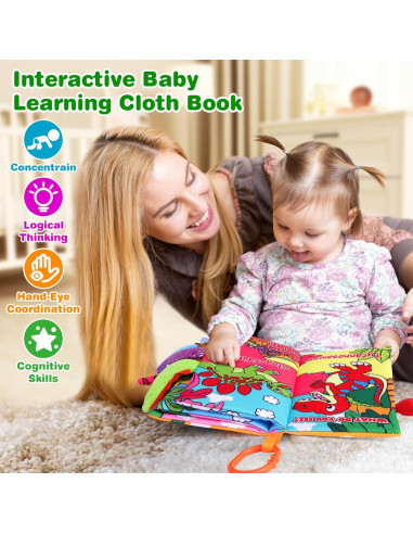 Libros Suaves para Bebés Helsort - Dinosaurios y Granja, 2 Piezas