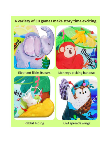 Libro de Tela Suave para Bebés Jovow 0-3 Años - Dentición y Aprendizaje