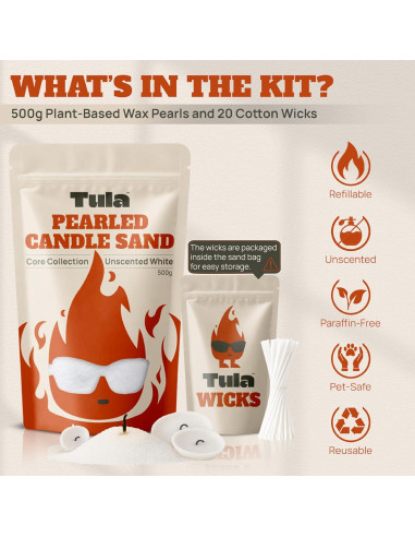 Kit de Velas Perladas Tula 500g - Cera a Base de Plantas