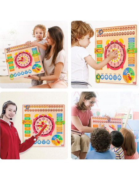 Reloj Calendario Educativo de Madera TOI 33x33 cm para Niños Reloj Calendario Educativo de Madera TOI 33x33 cm para Niños