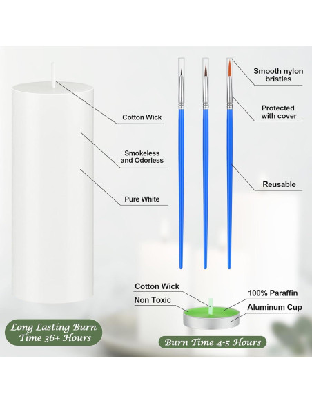 Kit de Pintura de Velas DIY MTLEE 84 Piezas con 12 Velas Blancas y 60 Tealight Kit de Pintura de Velas DIY MTLEE 84 Piezas con 12 Velas Blancas y 60 Tealight
