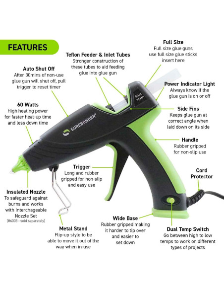 Pistola de Pegamento Caliente Surebonder DT-360F 60W Dual Pistola de Pegamento Caliente Surebonder DT-360F 60W Dual