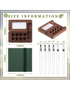 Set de Acuarela Portátil Qilery con Pinceles y Bloc Verde Pino 2