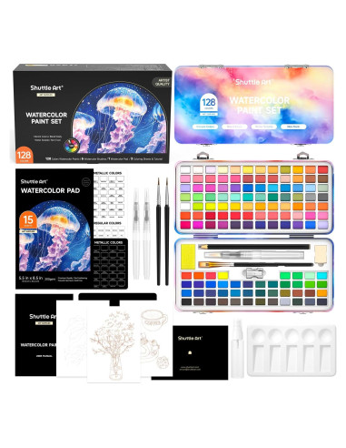 Juego de Pintura Acuarela Shuttle Art 128 Colores y Herramientas