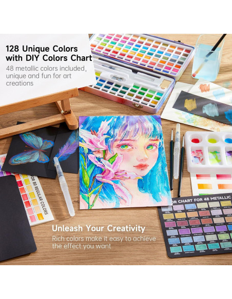 Juego de Pintura Acuarela Shuttle Art 128 Colores y Herramientas Juego de Pintura Acuarela Shuttle Art 128 Colores y Herramientas
