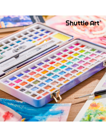 Juego de Pintura Acuarela Shuttle Art 128 Colores y Herramientas Juego de Pintura Acuarela Shuttle Art 128 Colores y Herramientas
