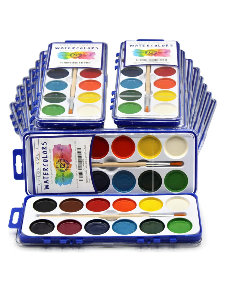 Paquete de Pintura Acuarela Color Swell 12 Colores Lavables Paquete de Pintura Acuarela Color Swell 12 Colores Lavables