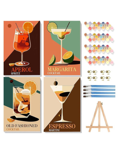 Kit de Pintura por Números Adultos cviokrdu Retro 20x30cm
