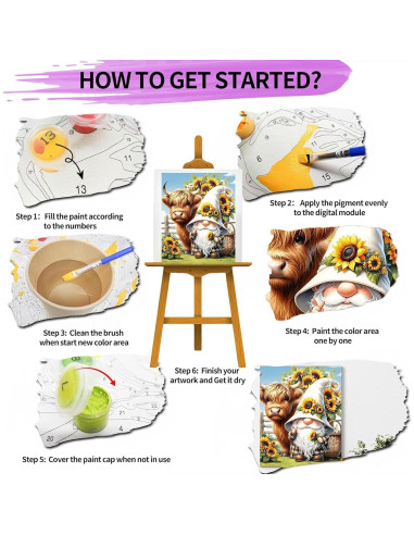 Kit de Pintar por Números Adultos cviokrdu Gnomo 50x40cm