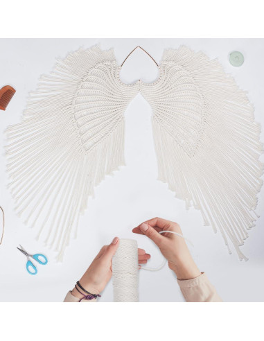 Kit de Alas de Ángel Macramé INFUNLY - Decoración Pared 18 cm