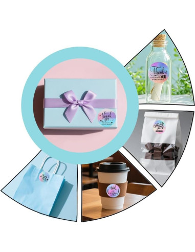 Set de 620 Stickers y Tarjetas de Agradecimiento Lollutdotu