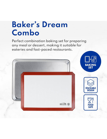 Juego Bandeja de Horno Aluminio New Star 33x23 cm con Tapete Silicona Juego Bandeja de Horno Aluminio New Star 33x23 cm con Tapete Silicona