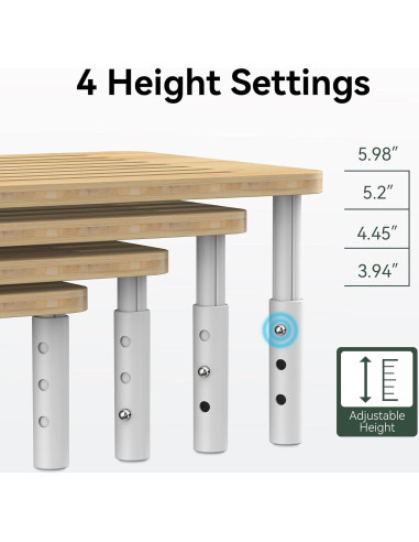 Soporte para Monitor de Bambú WELL WENG Ajustable 4 Alturas