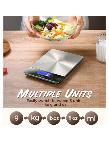 Báscula de Cocina Digital TRUDIN 15kg Vidrio Templado Negro