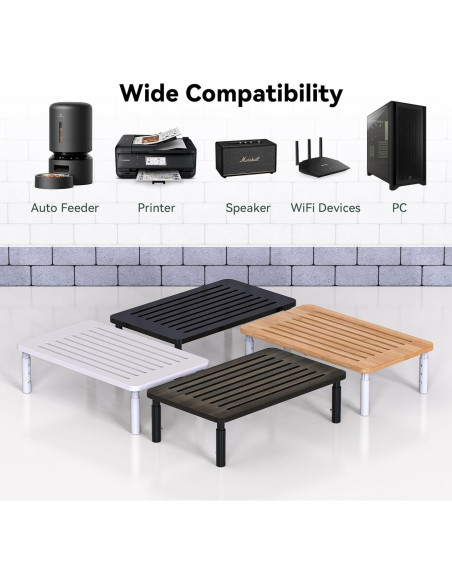 Soporte para Monitor de Bambú WELL WENG Ajustable 4 Alturas