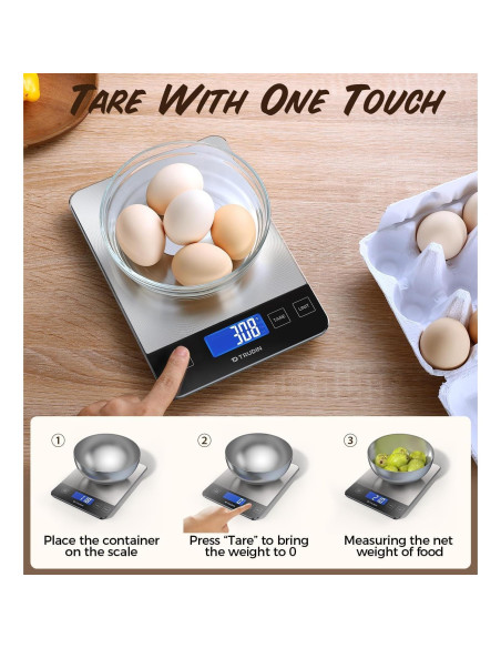 Báscula de Cocina Digital TRUDIN 15kg Vidrio Templado Negro Báscula de Cocina Digital TRUDIN 15kg Vidrio Templado Negro
