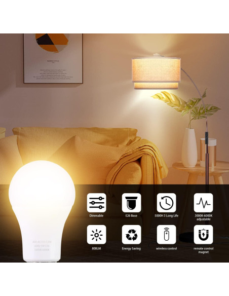 Bombilla LED A19 9W MXhme con Control Remoto 800LM E26 Bombilla LED A19 9W MXhme con Control Remoto 800LM E26