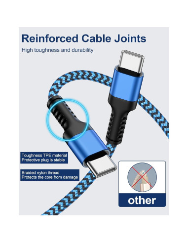 Paquete de 2 Cables USB C a C 3FT Ocbuo Carga Rápida