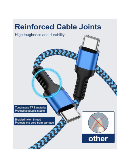 Paquete de 2 Cables USB C a C 3FT Ocbuo Carga Rápida Paquete de 2 Cables USB C a C 3FT Ocbuo Carga Rápida