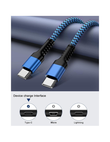 Paquete de 2 Cables USB C a C 3FT Ocbuo Carga Rápida