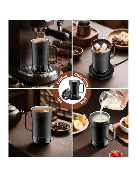 Taza de café autocalentable PUSEE F2 14oz control temperatura Taza de café autocalentable PUSEE F2 14oz control temperatura