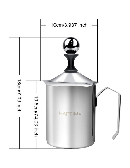 HAPTIME Jarra Manual Espumadora de Leche 500ml Acero Inoxidable HAPTIME Jarra Manual Espumadora de Leche 500ml Acero Inoxidable