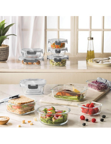 Contenedores de Almacenamiento de Vidrio FineDine 24 Piezas