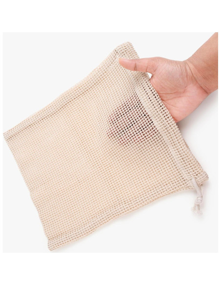 Bolsas de Malla Reutilizables Orgánicas 100% Algodón - 6 Pcs Bolsas de Malla Reutilizables Orgánicas 100% Algodón - 6 Pcs