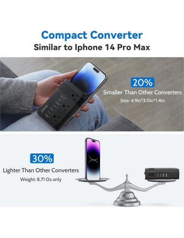 Convertidor de Voltaje DOACE 350W 220V a 110V para Viajes