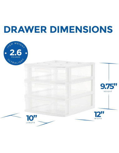 Organizador de Escritorio Gracious Living 3 Cajones Blanco