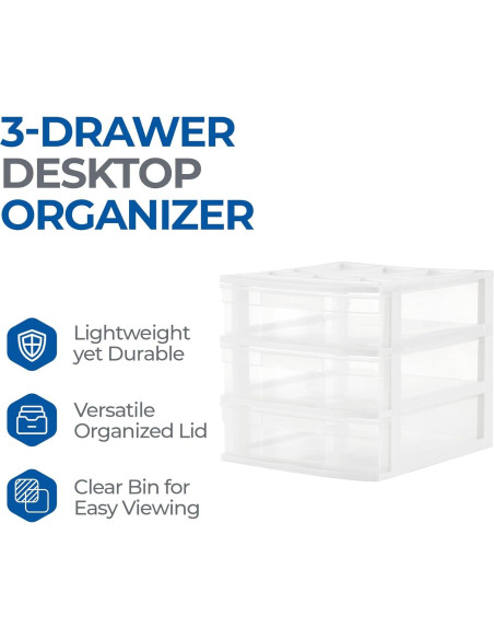 Organizador de Escritorio Gracious Living 3 Cajones Blanco Organizador de Escritorio Gracious Living 3 Cajones Blanco