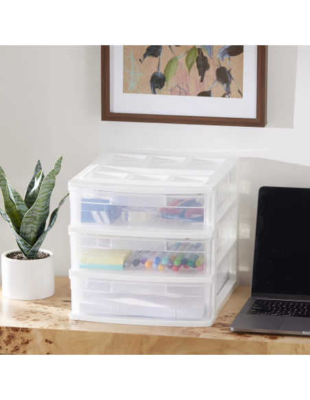 Organizador de Escritorio Gracious Living 3 Cajones Blanco Organizador de Escritorio Gracious Living 3 Cajones Blanco