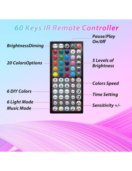 Tiras de luces LED RGB 15.24 m Ledagic 450 LEDs control remoto Tiras de luces LED RGB 15.24 m Ledagic 450 LEDs control remoto