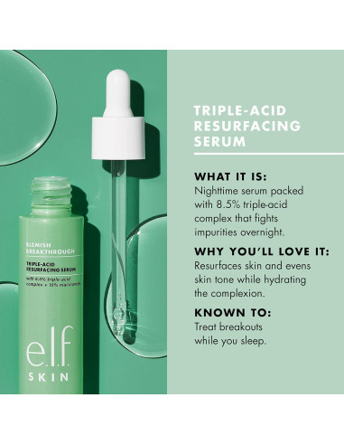 Suero Nocturno e.l.f. SKIN Triple Ácido 8.5% 108g